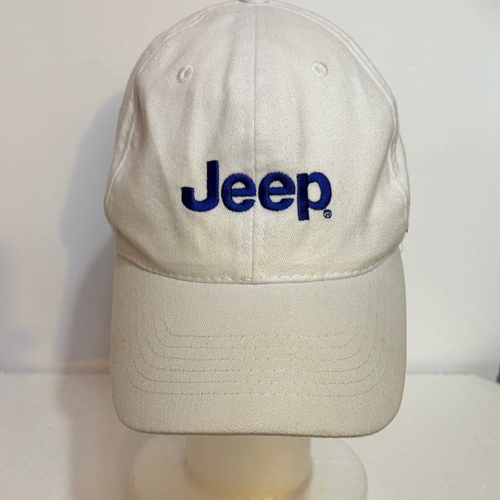 Jeep baseball hat Cap in White with Blue Embroidery Velcro strap osfa